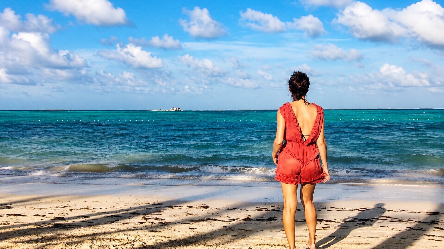 Astrid at the beach in Punta Cana